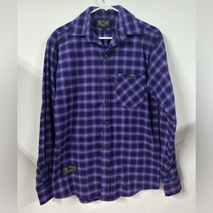 Vermont Flannel Company Classic Shirt Mens Small Black Purple Check Plaid USA